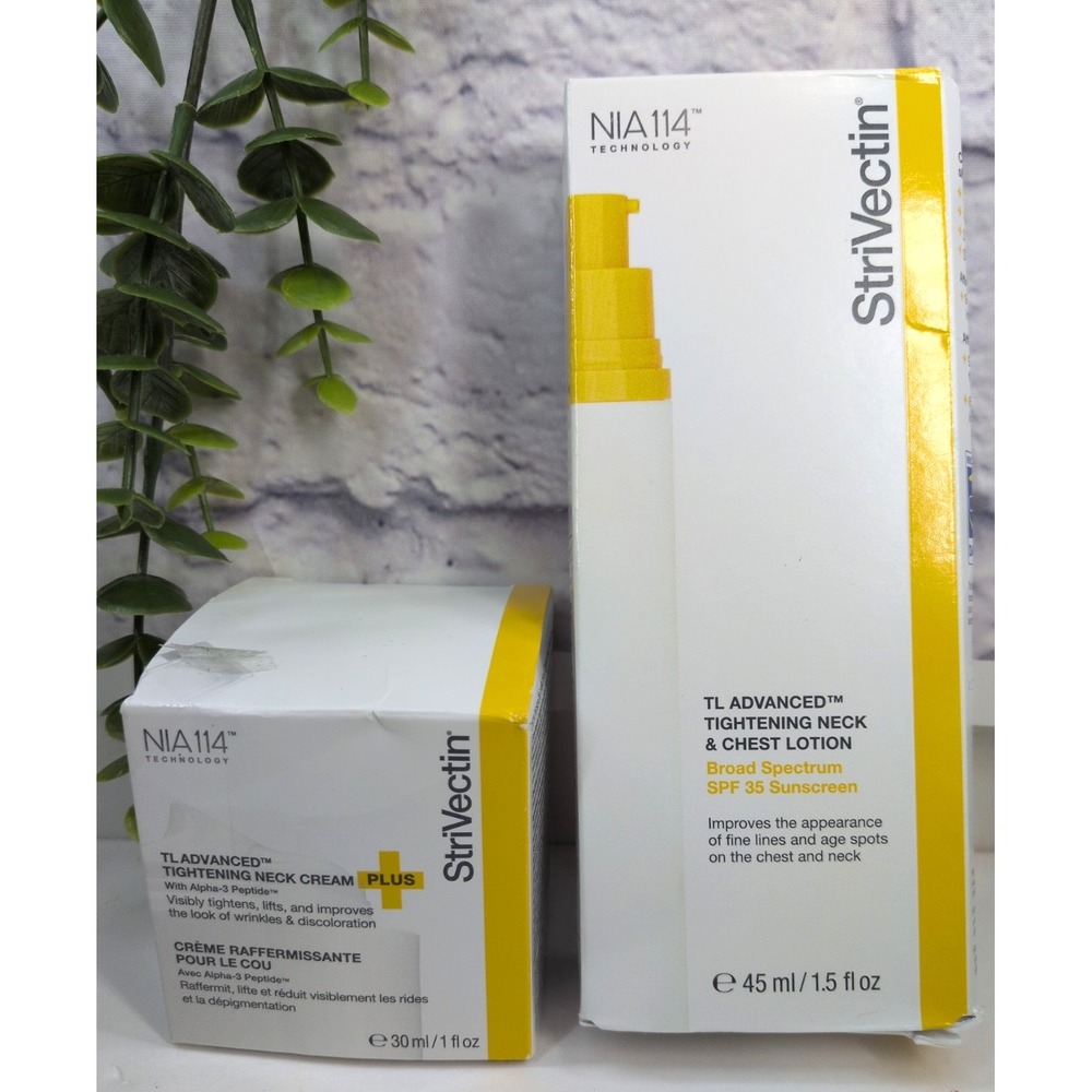 NIB LOT 2🥰Strivectin TL Advanced Tightening Neck Cream+ Chest Lotion Sunscreen